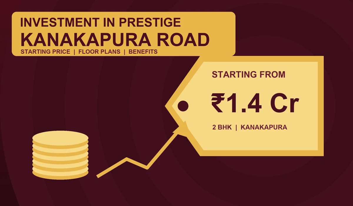 Investment in Prestige Kanakapura Road starting price - maroon and gold price tag showing Rs 1.4 crore