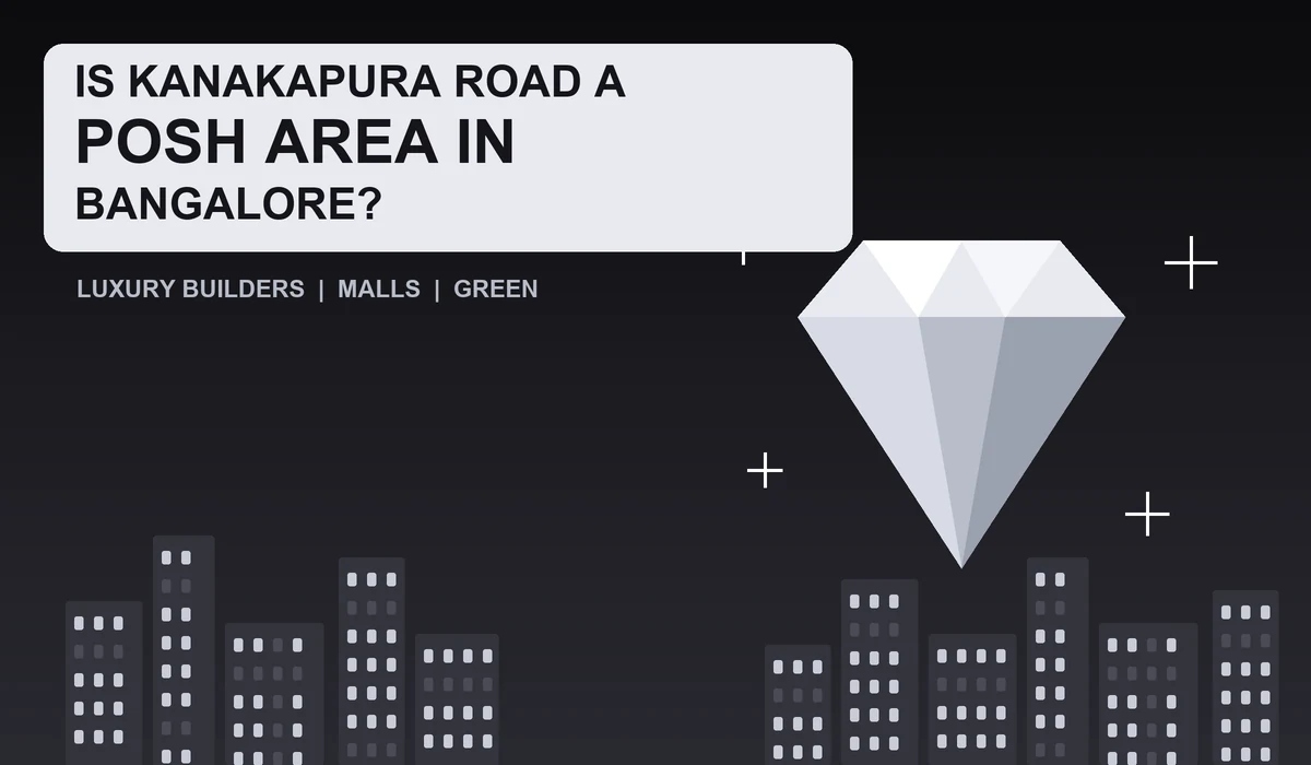 Is Kanakapura Road a posh area in Bangalore - black and silver luxury illustration with a diamond and city skyline