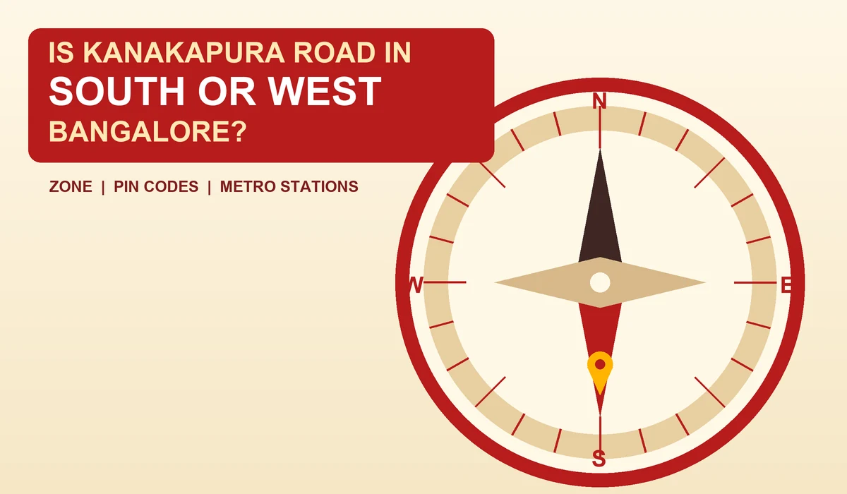Is Kanakapura Road in South or West Bangalore - crimson and cream compass pointing south