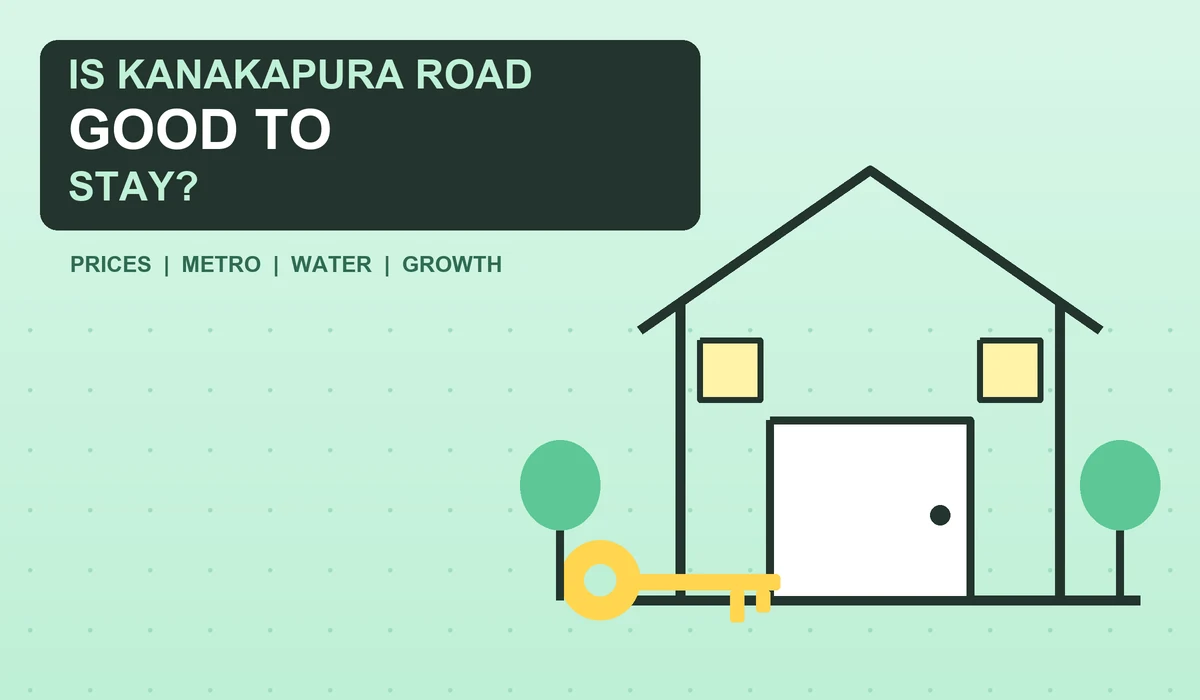Is Kanakapura Road good to stay - mint green line-art illustration of a cosy home with a key